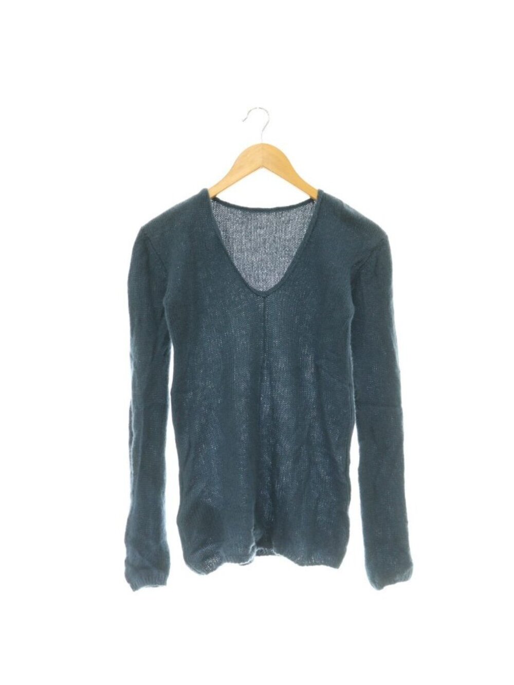 Prada Cashmere Knit Sweater Pullover V-neck Smoke Blue 36